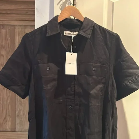 NWT EVERLANE The Daytripper Dress in Linen XS BLACK - Picture 3 of 16